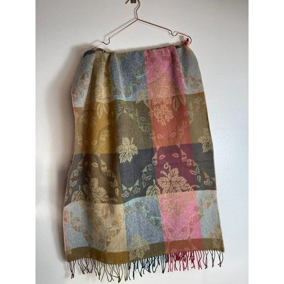 Vintage Corrierildo Italy Wool Reversible Fringe Blanket Scarf Winter Shawl - Picture 8 of 12